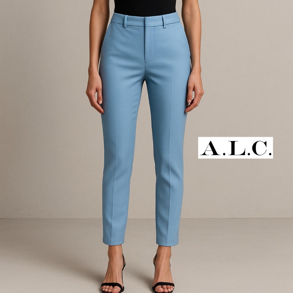 NWT A.L.C. Jaspar Cropped Wool Mohair Blend Skinny Ankle Pants Blue Trousers 2